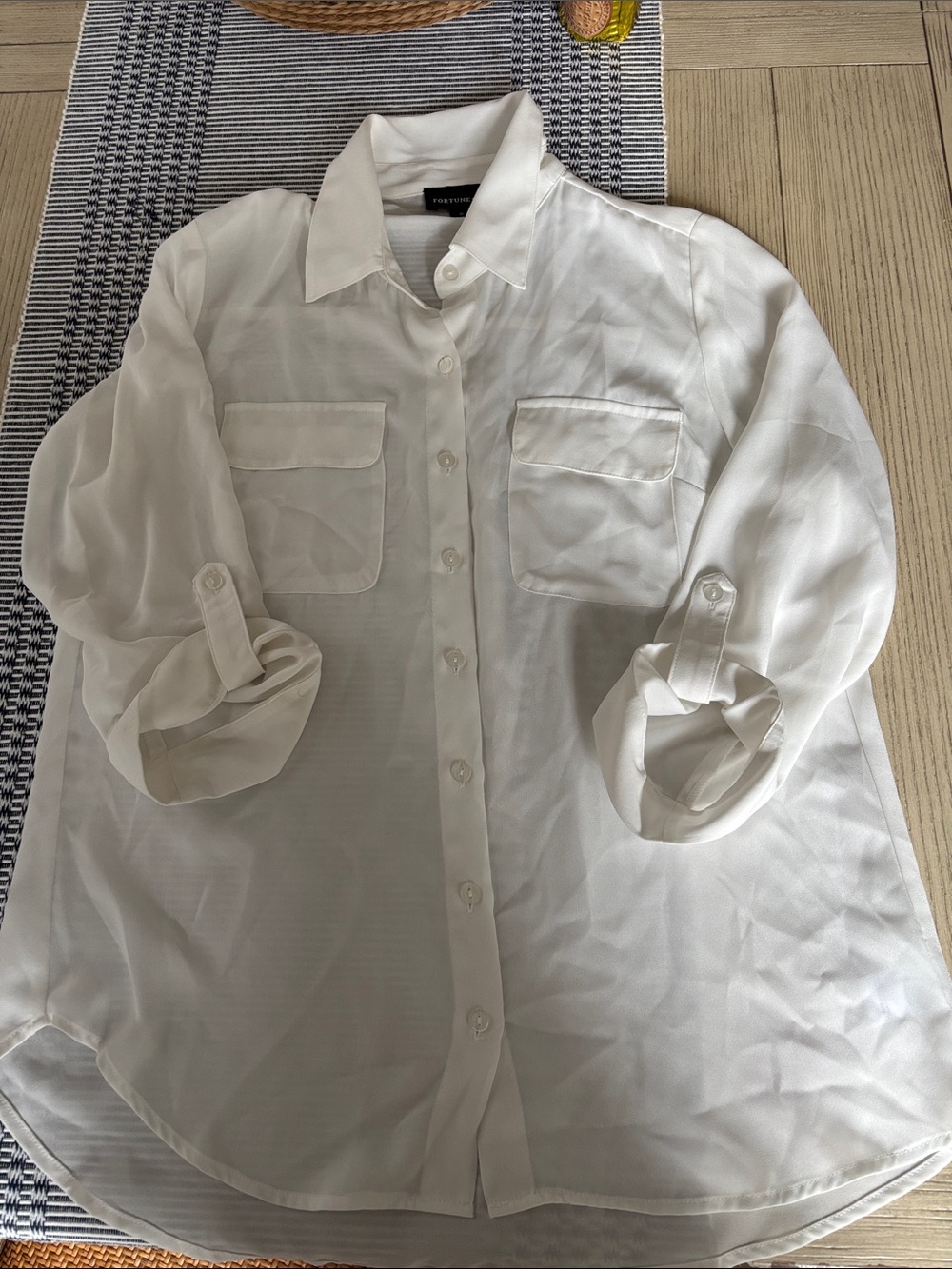 Classic White Button-Down Shirt with Chest Pockets